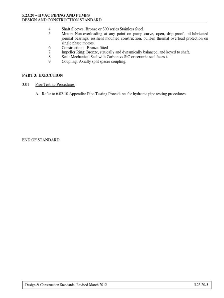 HVAC Piping and Pumps Standards Guide | PDF | Pipe (Fluid Conveyance ...