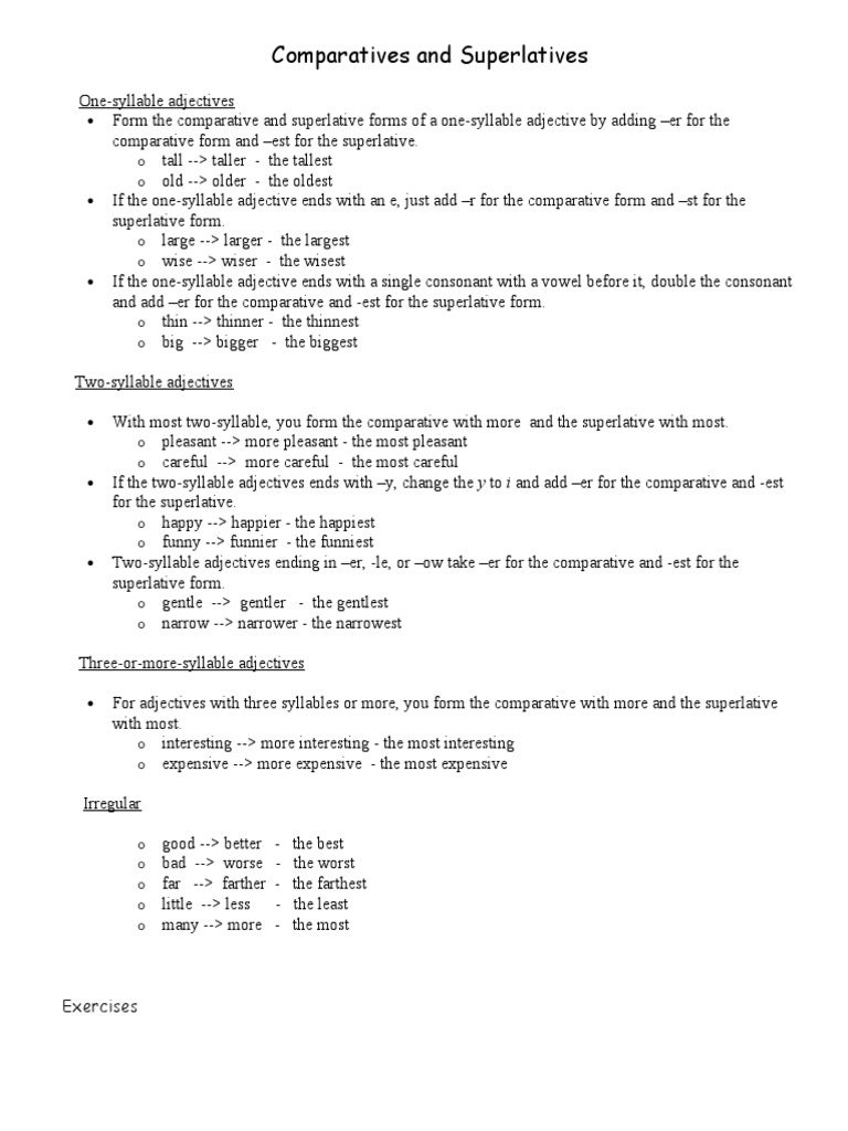 Mastering Comparatives and Superlatives | PDF | Language Arts & Discipline