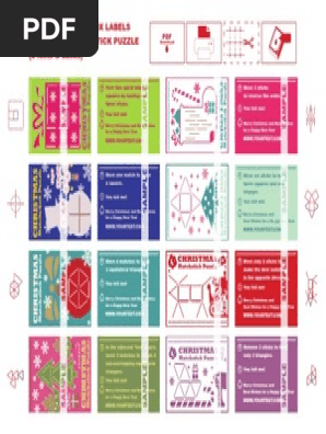 Printable Christmas Matchbox Labels - Matchstick Puzzle