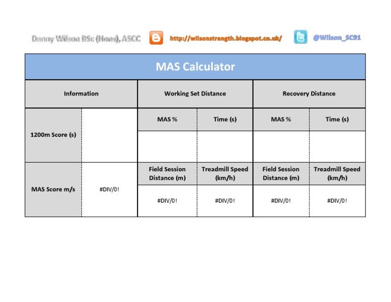 MAS Calculator for Treadmill Training | PDF | Computers