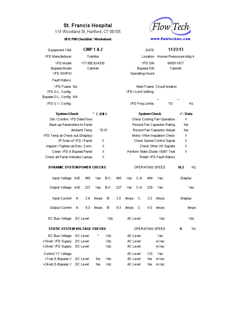 VFD Preventive Maintenance Checklist | PDF | Power (Physics) | Physical ...