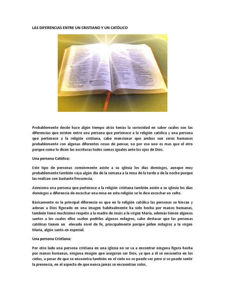 Las Diferencias Entre Un Cristiano y Un Católico | Iglesia ...
