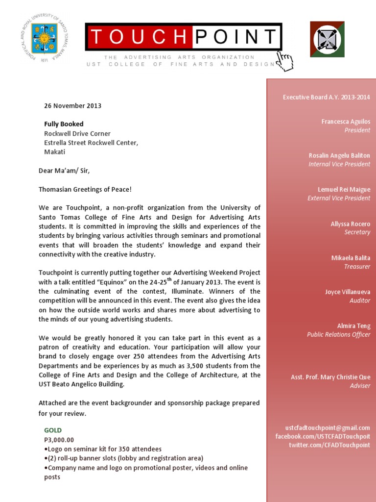 Sponsorship Fully Booked Business