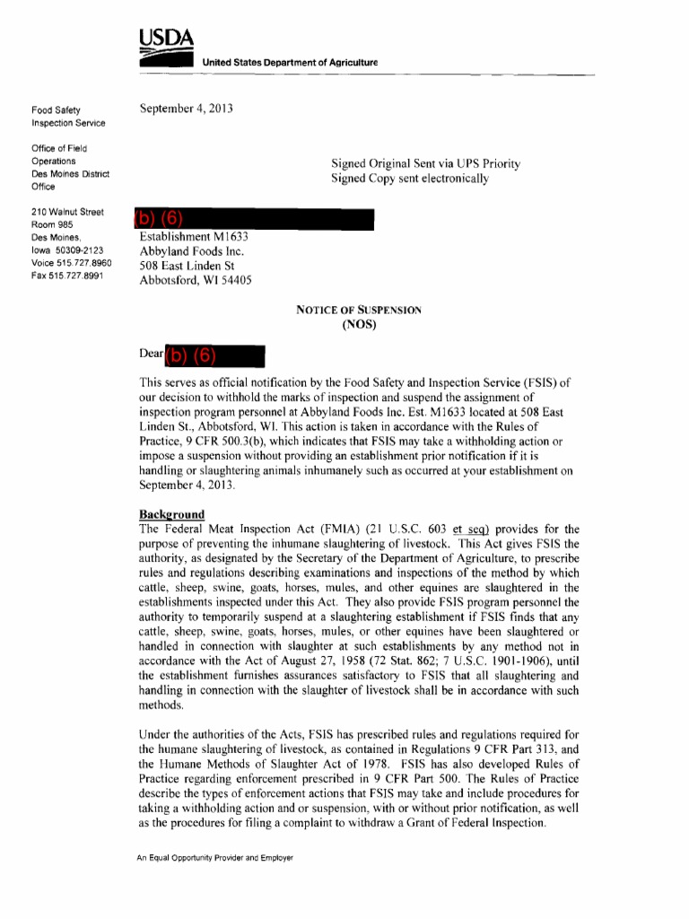 Abbyland Foods Abbotsford WI Inhumane Animal Handling USDA FSIS PDF ...