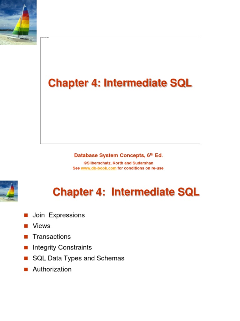 Chapter 4: Intermediate SQL: Database System Concepts, 6 Ed | PDF ...