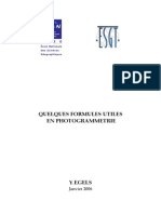 Photogrammétrie - Formules, Egels, IGN-ENSG