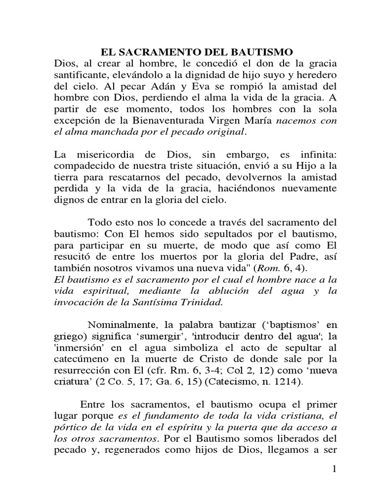 El Bautismo: Puerta a la Vida Cristiana | PDF | Bautismo | Gracia en el ...