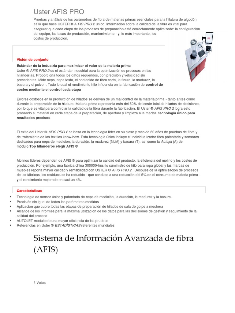 Uster Afis Pro | PDF | Algodón | Residuos