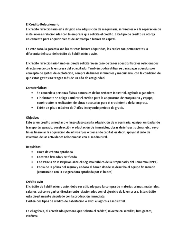 Crédito Refaccionario Bancos Seguro