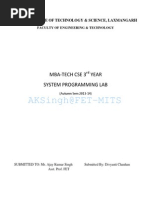 Aksingh@Fet-Mits Aksingh@Fet-Mits: Mba-Tech Cse 3 Year System Programming Lab