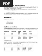 The Process of Normalisation: Studentnum Coursenum Student Name Address Course