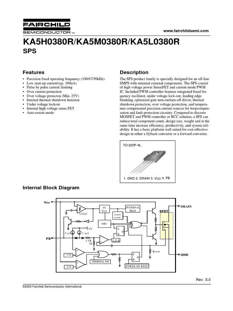 KA5H0380R/KA5M0380R/KA5L0380R: Features Description | PDF | Field ...