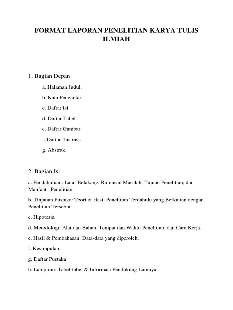 Format Laporan Penelitian Karya Tulis Ilmiah Docx