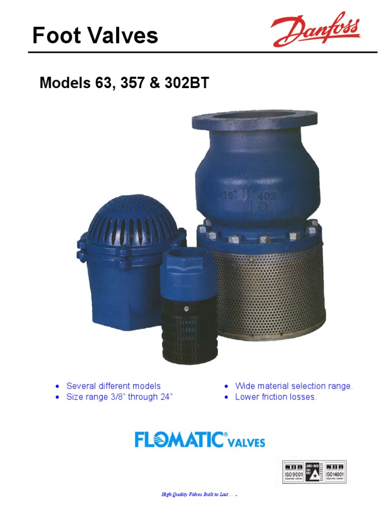 Model 63 357 302B Foot Valves | PDF | Valve | Pump