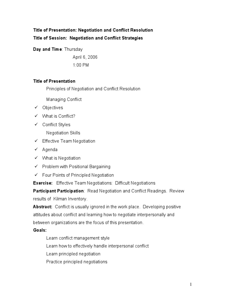 Effect Negotiation Sheet 06 | Negotiation | Behavioural Sciences