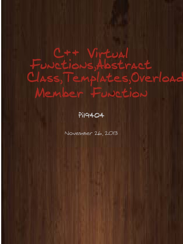C++ Virtual Functions and Abstract Class PDF C++ Inheritance
