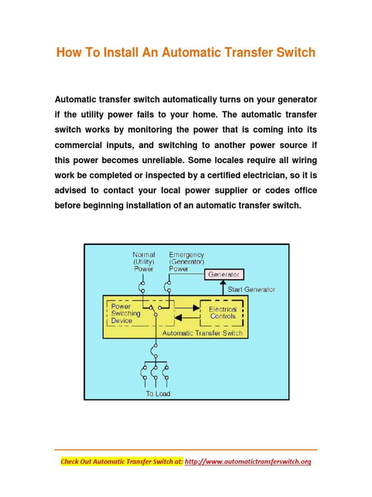 How to Install an Automatic Transfer Switch | Switch | Electrical