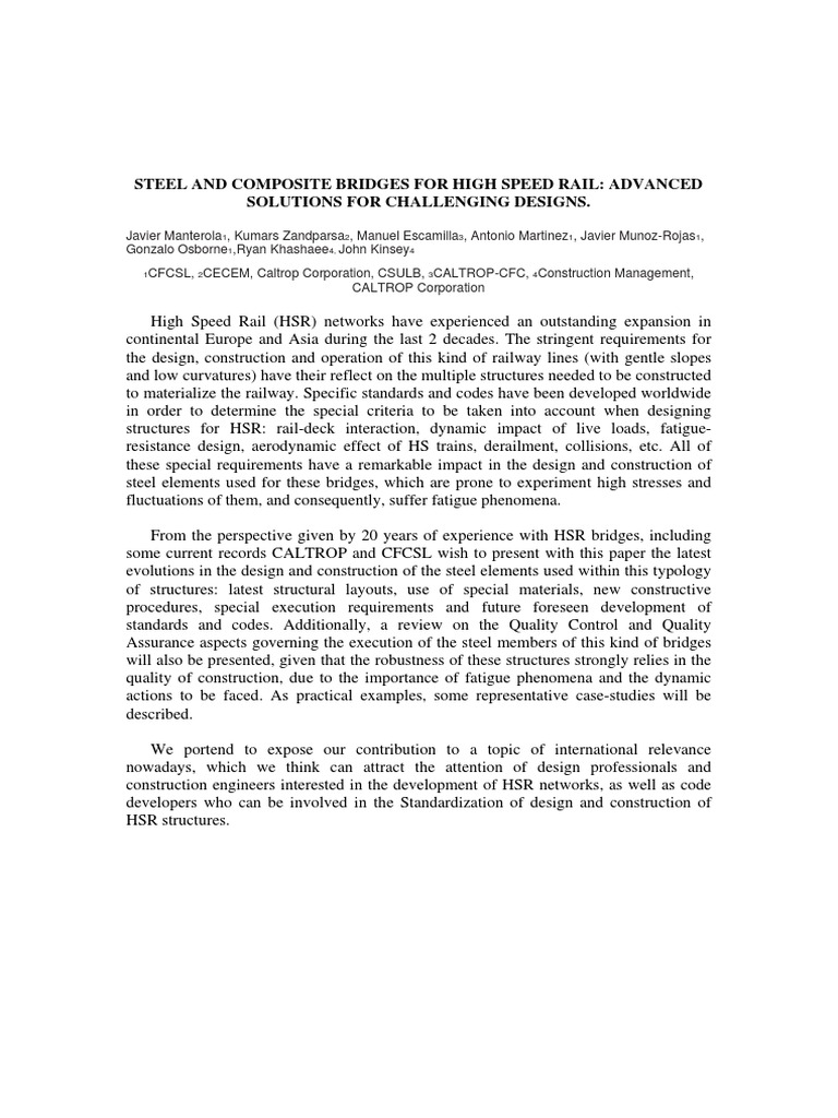 Abstract Aisc HSR Bridges Rev01 | PDF