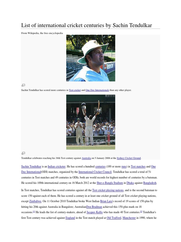 List of international cricket centuries at Lord's - Wikipedia