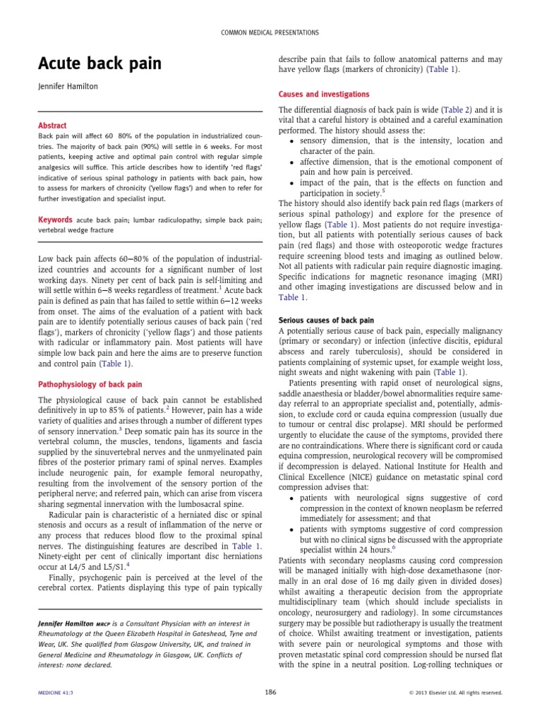 Acute Back Pain | PDF