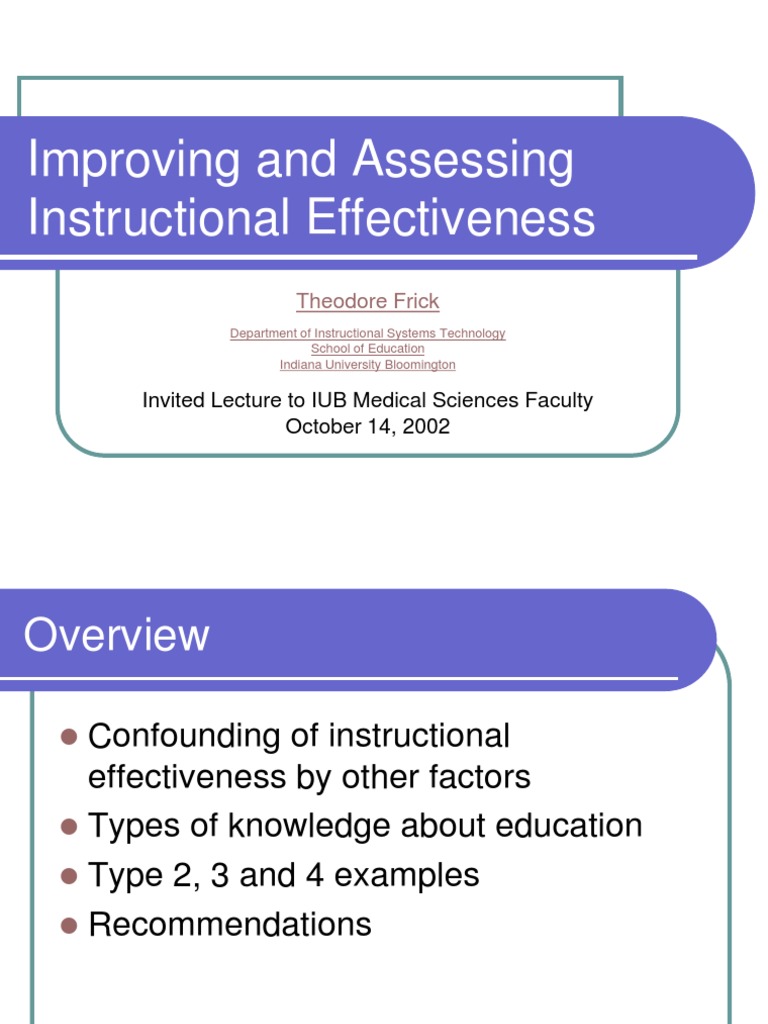 Frick's Insights on Instructional Effectiveness | PDF | Evaluation ...
