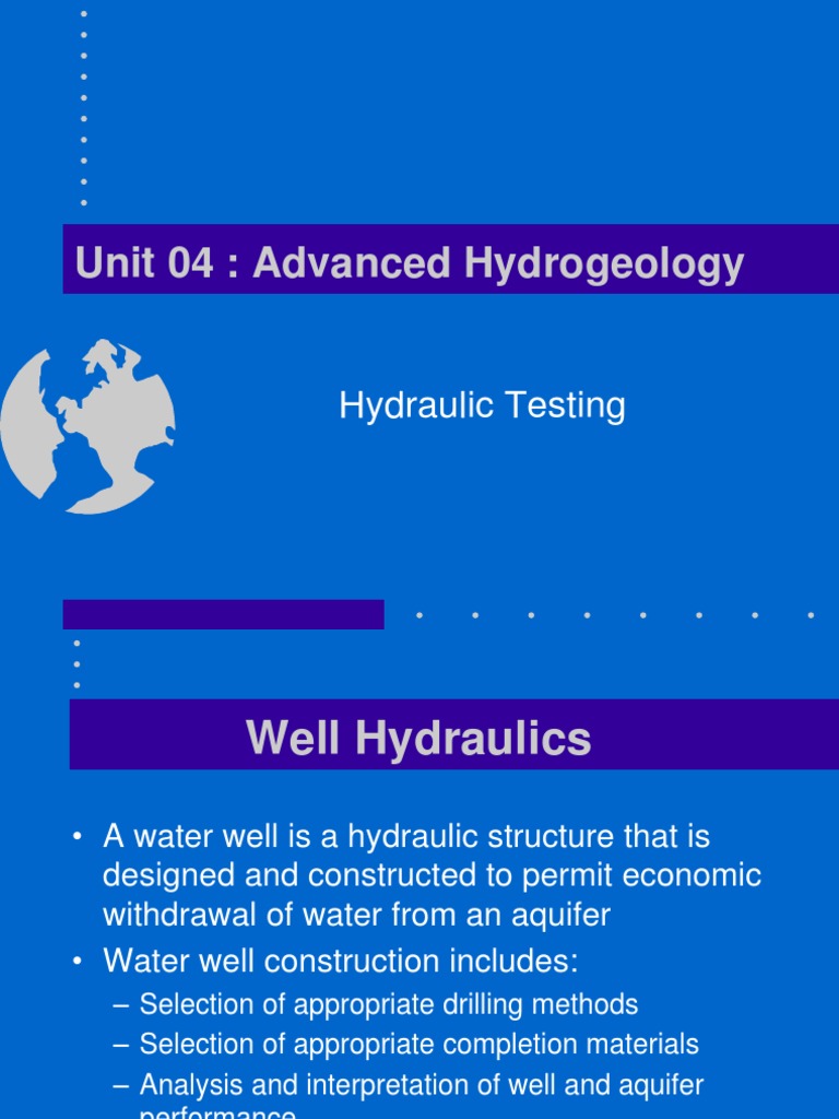 Pumping Test Aquifer Hydraulics