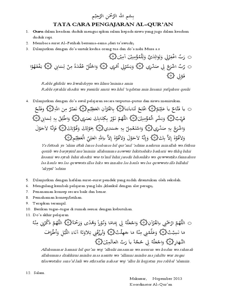 Doa Belajar Quran Metode Ummi Docx