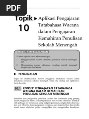 11 Topik 10 Aplikasi Pengajaran Tatabahasa Wacanadalam Pengajaran Kemahiran Penulisan Sekolah Menengah Pdf