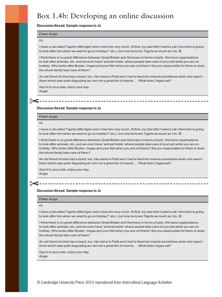 Box 1.4b: Developing An Online Discussion: Discussion Thread: Sample ...