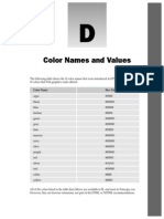 Color Names and Values: Color Name Hex Value