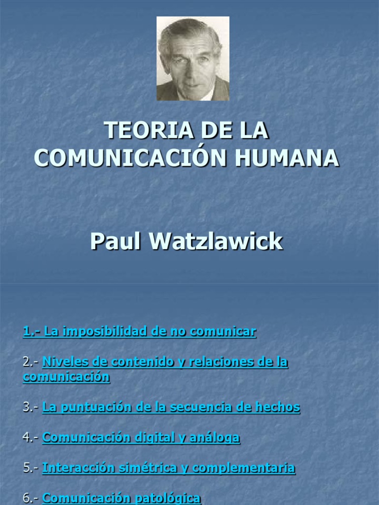 Teoria De La Comunicación Humana Paul Watzlawick Comunicación Axioma
