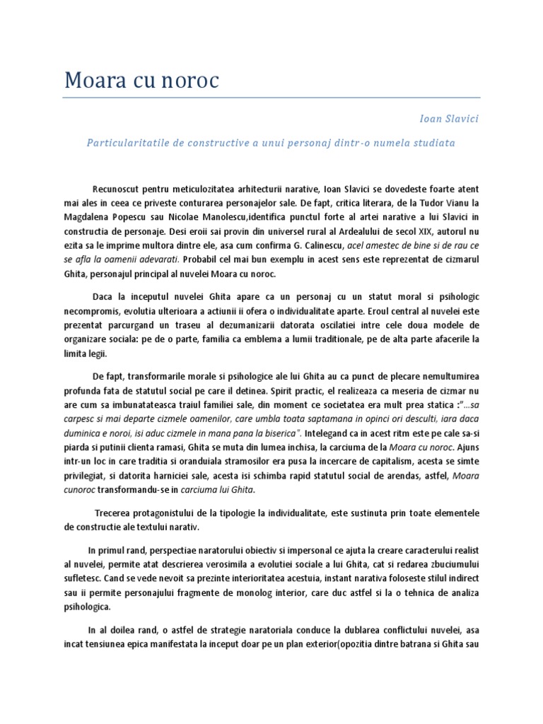 Moara Cu Noroc -caracterizarea lui Ghita
