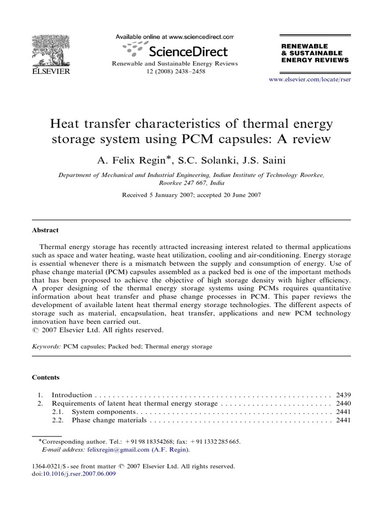 PCM Capsules in Thermal Energy Storage | PDF | Heat Transfer | Heat