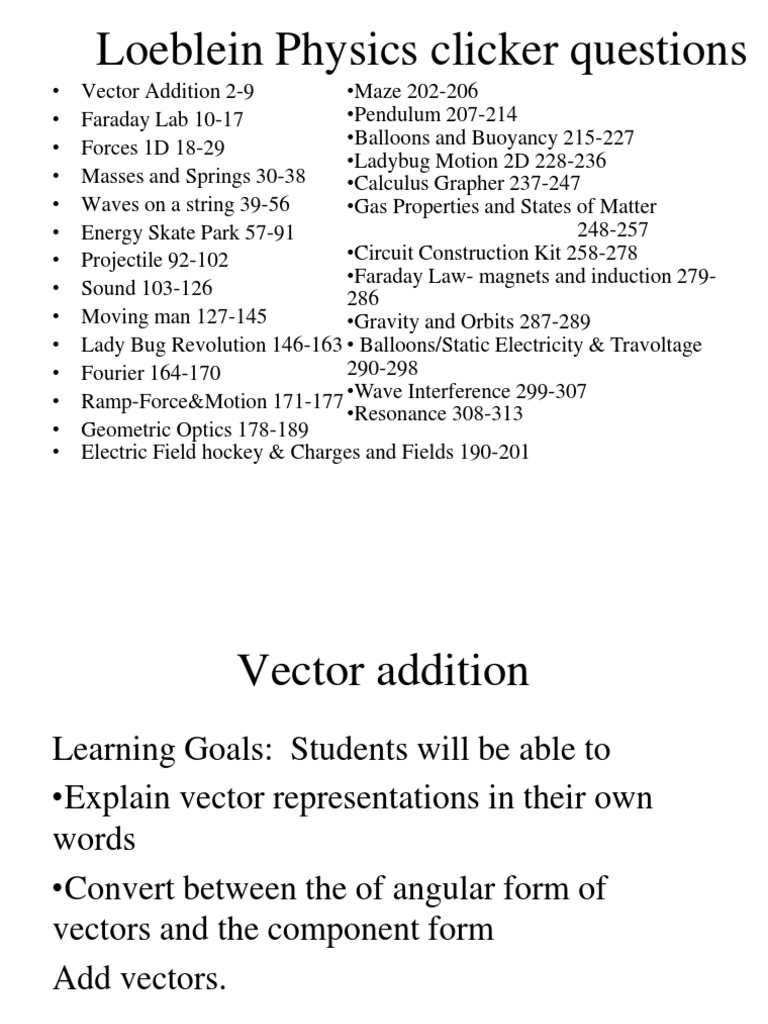 Physics Clicker Questions Overview | PDF | Acceleration | Lens (Optics)