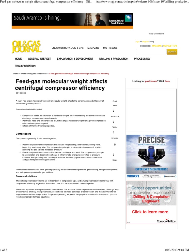 FeedGas Molecular Weight Affects Centrifugal Compressor Efficiency