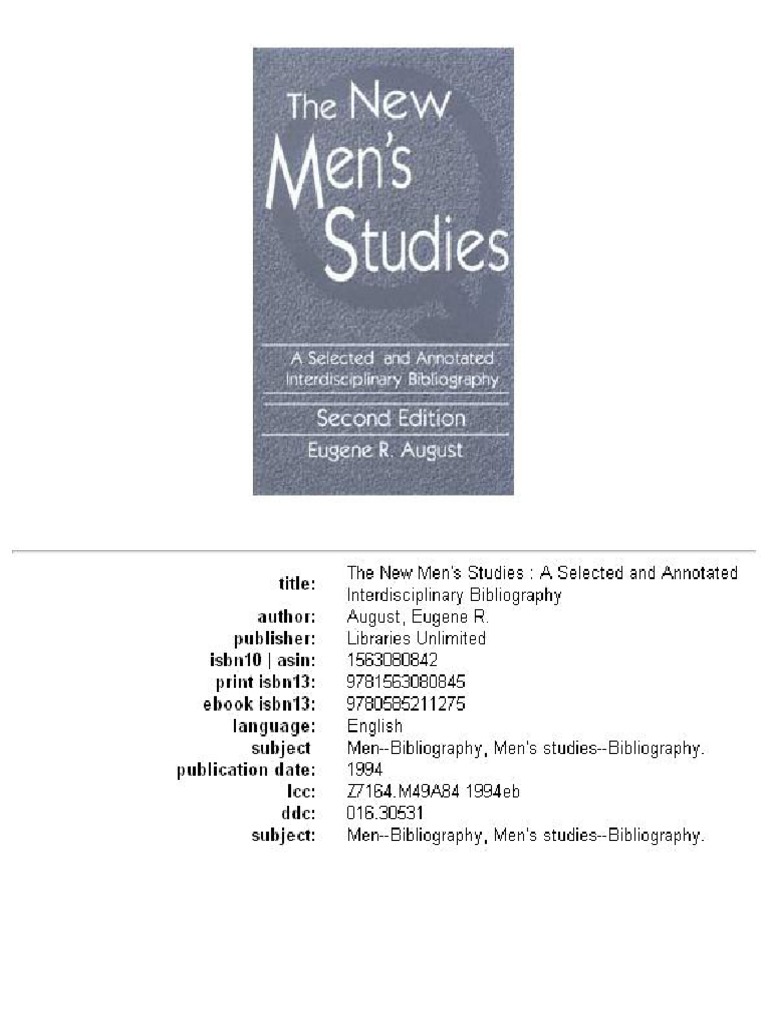 The New Mens Studies PDF Misandry Masculinity