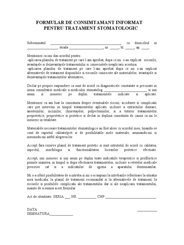 Formular de Consimtamant Informat | PDF