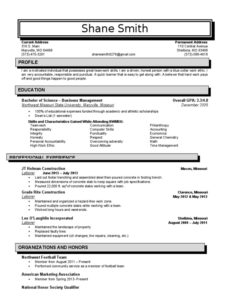 Shane Smith's Resume and Skills Overview | PDF