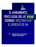 El Saneamiento Fisico Legal Del Area de Terreno Afectado Por El Derecho de Via