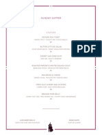 Mintons Sunday Supper Menu