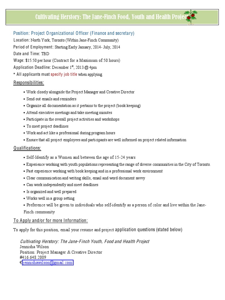 Youth Secretary Role in Jane-Finch Project | PDF | Conversation | Secretary