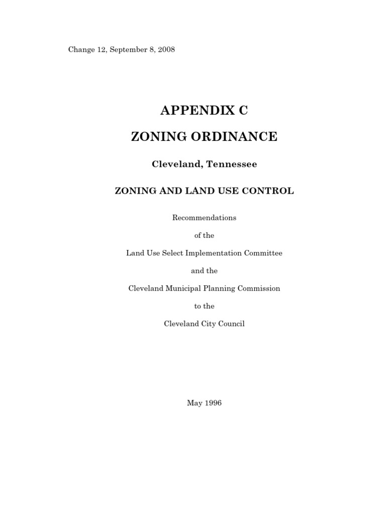 Cleveland Tennessee City Zoning Code PDF Land Lot Zoning