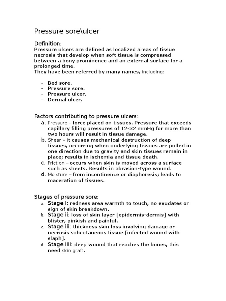 Pressure Sore PDF Dermatology Medical Specialties