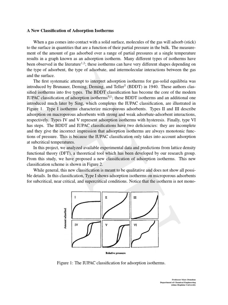 New Classification of Adsorption Isotherms | PDF | Adsorption | Gases