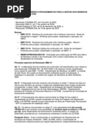 DIRETRIZES, CRITÉRIOS E PROCEDIMENTOS PARA A GESTÃO DOS RESÍDUOS DA CONSTRUÇÃO CIVIL
