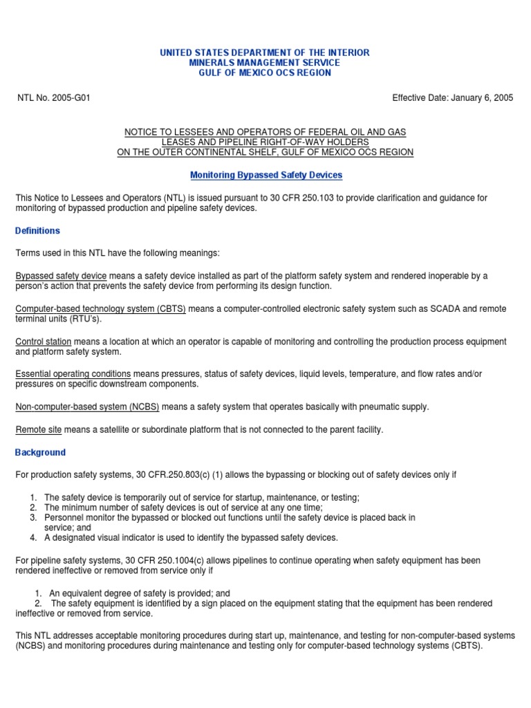 OSHA Bypass Safety Devices Pipeline Transport Scada