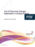 List of Fees and Charges Changi