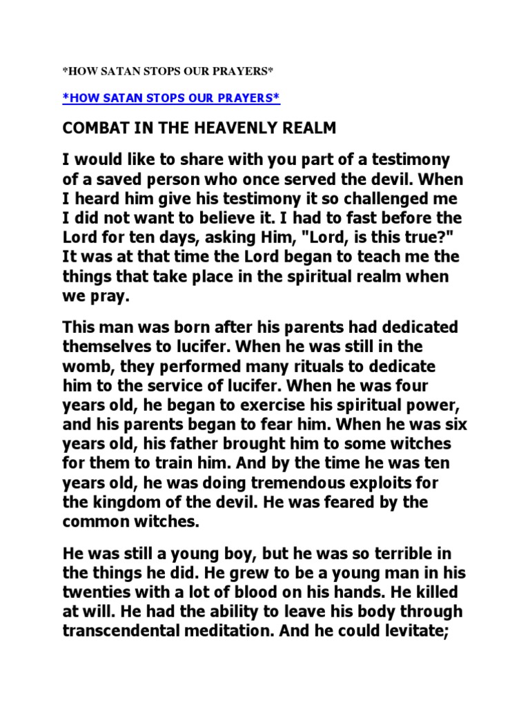 How Satan Hinders Our Prayers | PDF | Satan | Prayer