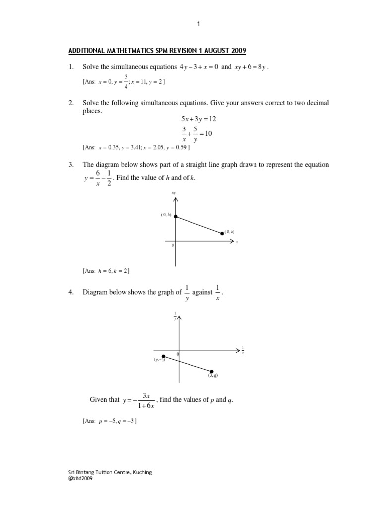 Add Maths SPM Rev 1august2009 | PDF | Price Indices | Mathematical Analysis
