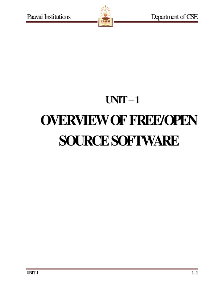 Overview of Free/Open Source Software: Unit - 1 | PDF | Free Software | Gnu